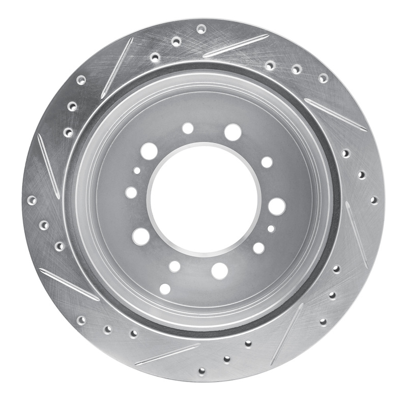 Lexus LX470 Brake Rotor (1) - Rear Right - R1 Concepts - Drilled & Slotted - Silver - `98-`07
